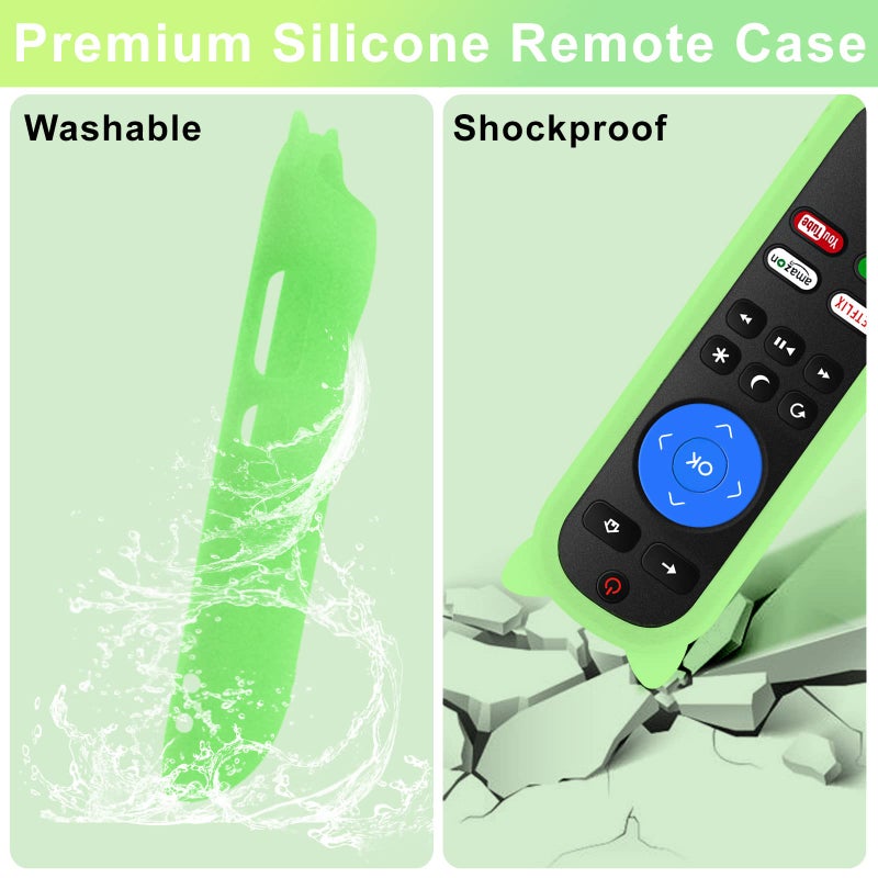 Bedycoon 2 Pack Green Glow Protective Case for TCL Roku TV RC280/RC282 Remote, Shock Proof Silicone Universal Controller Cover, Cute Cat Ear Shape, with Wrist Strap Anti-Lost - Image 4